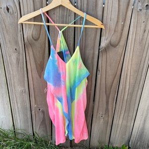 Fashionomics Tie Dye Front Ruffle Draped Dress New With Tags